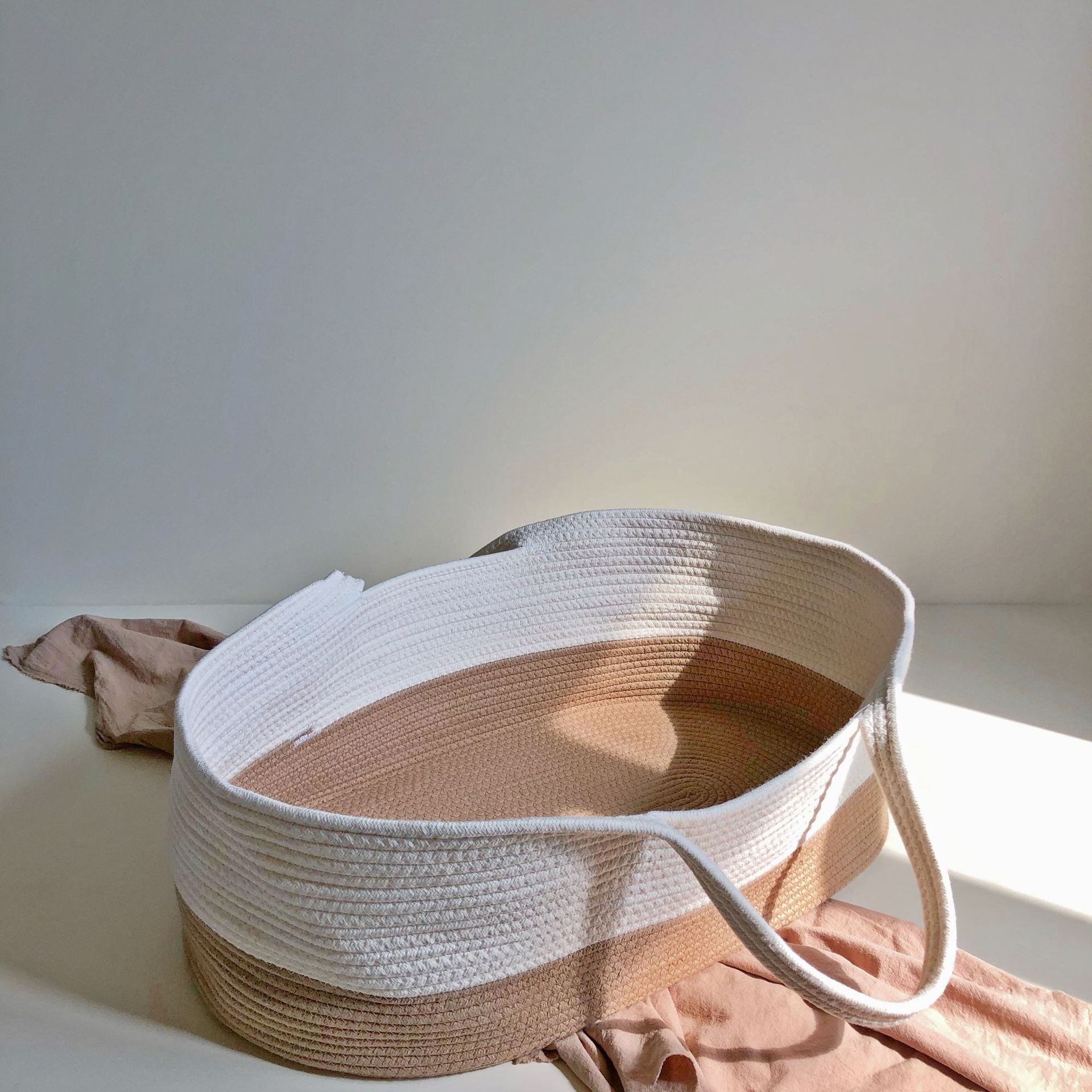 Portable pure cotton woven baby sleeping basket, portable baby crib for going out pic 53