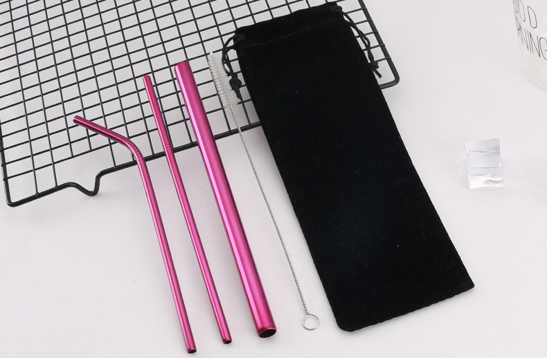 Food-grade 304 stainless steel straw set, coffee and milk tea straw, long stirring straw, custom logo stainless steel straw sleeve, straw brush with fabric bag, eco-friendly straw set pic 11