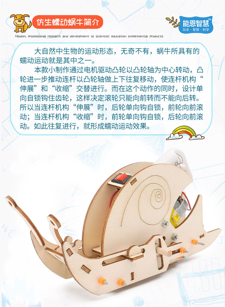 儿童STEAM科教学具仿生电动蜗牛模型手工包学生DIY科技小制作材料详情13