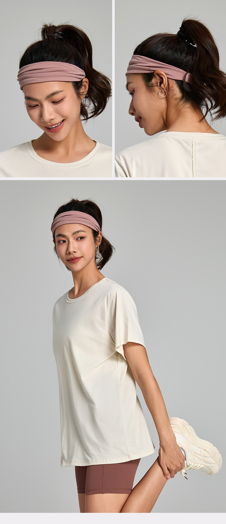 夏款瑜伽健身用发带吸汗丝巾束发带弹力带夏季女生运动跑步头巾详情14