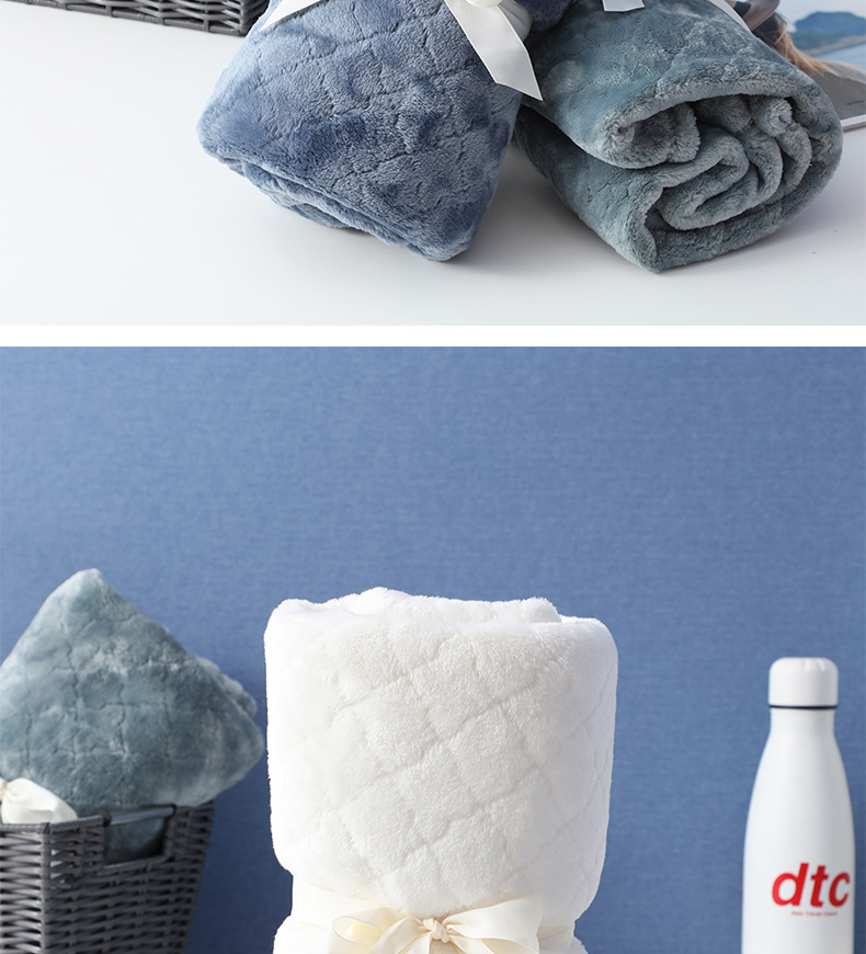 Flannel blanket, small winter single-person cover blanket, embroidered logo, office midday rest air conditioner, coral fleece nap blanket pic 27