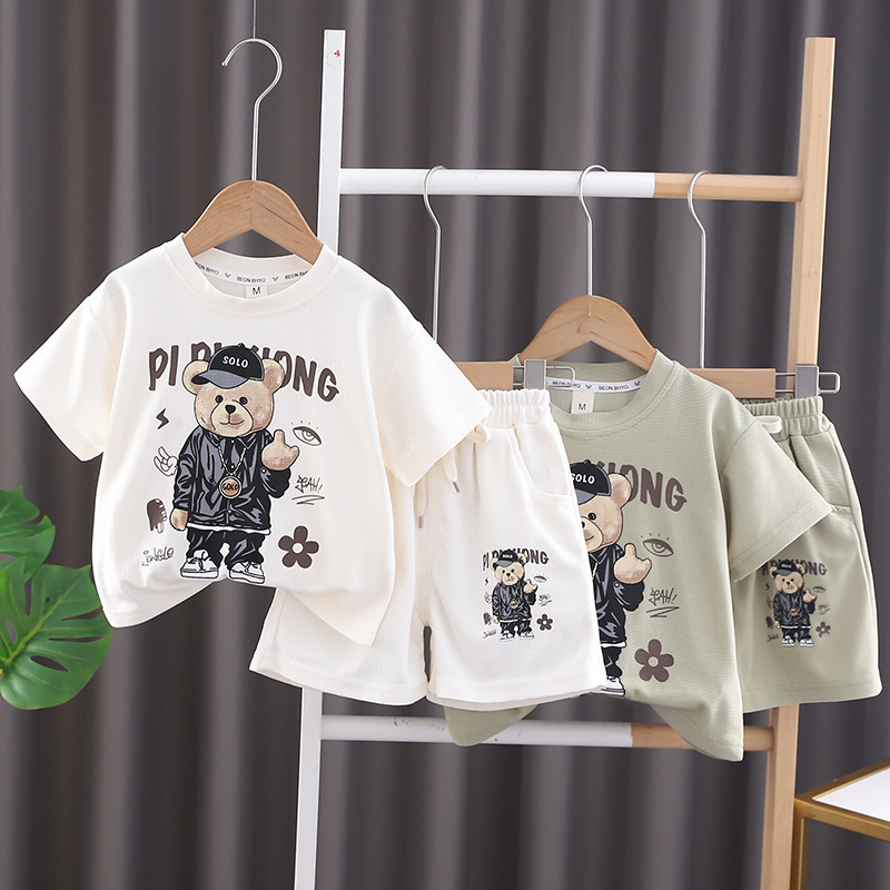 童装儿童短袖套装2024新款洋气男童夏装衣服潮宝宝夏季圆领两件套详情1