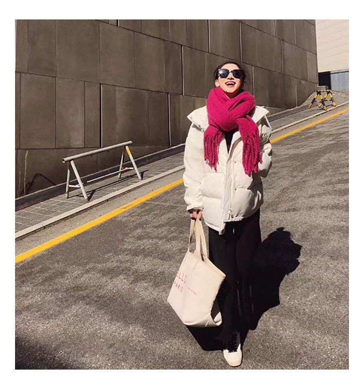 秋冬新款纯色仿羊绒围巾韩系粗辫毛绒感软糯保暖加厚流苏围巾披肩详情9