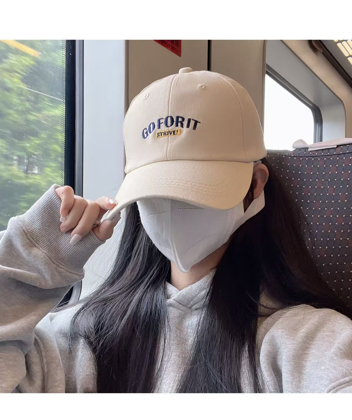 Large-headed baseball cap for women, widened in spring, summer and autumn with Korean letters, versatile and face-enhancing small outdoor sun protection baseball cap pic 6