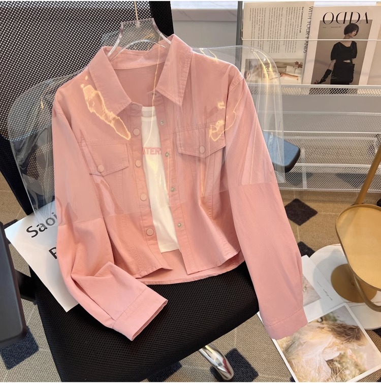 Polo领长袖衬衫女2024春秋新款洋气时尚修身显瘦薄款衬衣外套上衣详情17