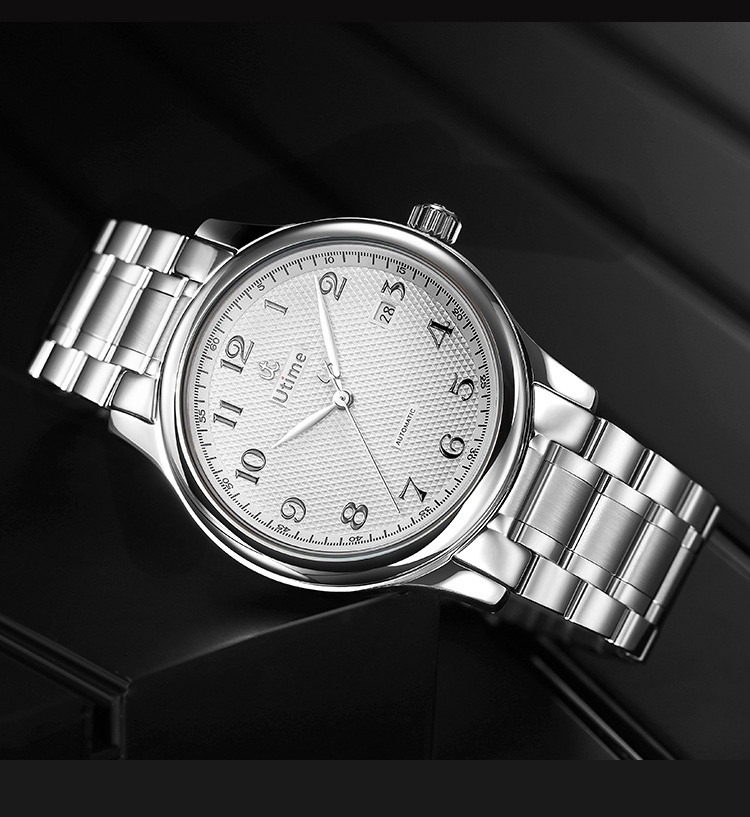 Utime机械手表男全自动腕表商务高档品牌男士手表钢带透底手表男详情14