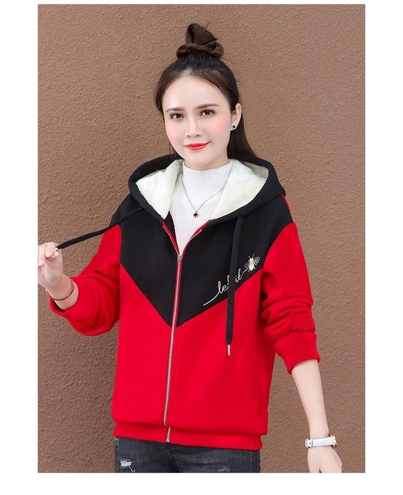 加绒女士卫衣2022年新款秋冬季加厚拉链开衫外套时尚保暖冬款详情11