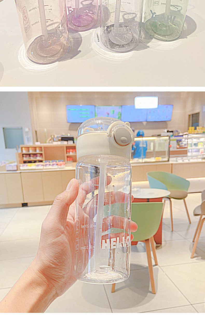 新款塑料杯小清新学生水杯大容量运动水杯活动礼品随手杯吸管杯详情5