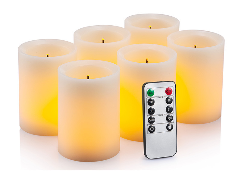 Cross-border exclusive electronic fiber optic candle 6-piece set Amazon export simulated flame paraffin led candle lamp set pic 10
