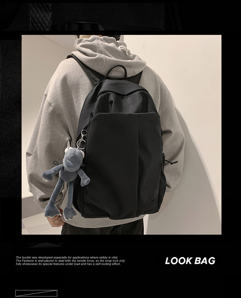 书包男大学生ins潮酷休闲简约大容量双肩包初中生高中生旅行背包详情2