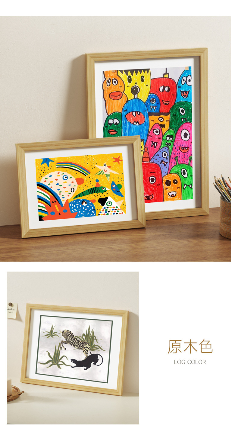 A 6-inch wooden photo frame stand for wall mounting, A3, A4 paper picture frame, 4-page, self-mounted large-sized oil painting frame, 12 inches pic 10