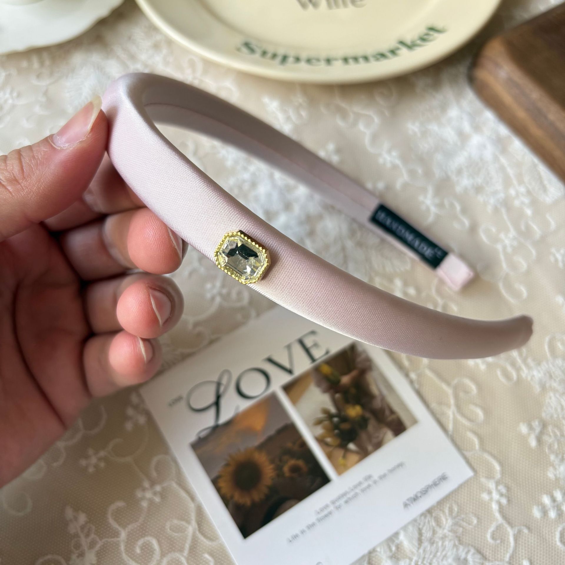 Spring new solid-color satin hair band for women, high head pressure headband, high-end and light luxury hair tie and hairpin headwear pic 24