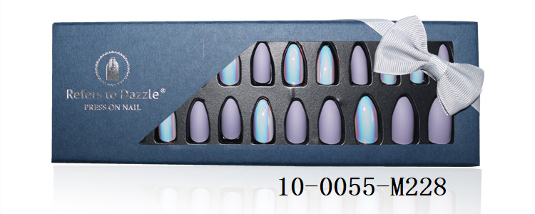 24-piece pointed-head bride wearing nail jewelry, false nail patches, scallion powder with diamonds and adhesive back nail patches gift box toolkit pic 27