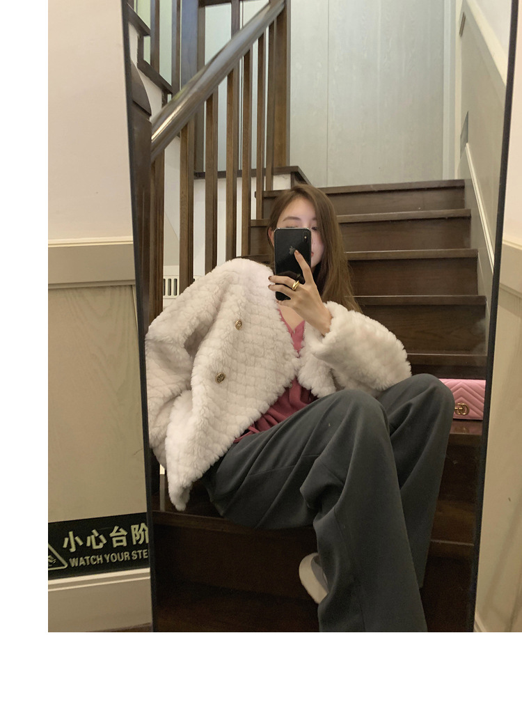 冬季新年羊羔毛皮草短款女网红羊剪绒布加迪全羊毛年轻短外套详情26