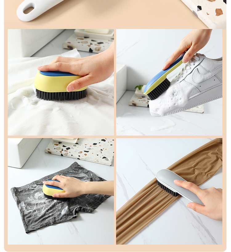 New long-handled shoe brush, soft-bristled brush, color-blocking laundry brush, non-damaging shoe cleaning brush, household cleaning brush, shoe cleaning brush set wholesale pic 9