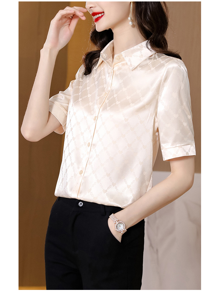 真丝衬衫女桑蚕丝时尚百搭短袖气质翻领中年衬衣2024夏季女士新款详情11
