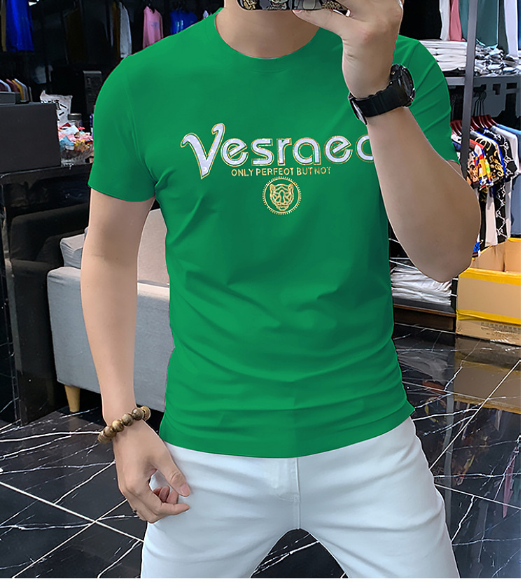 潮牌时尚男士短袖T恤冰丝棉圆领衫烫钻字母舒适透气百搭男装夏季详情9