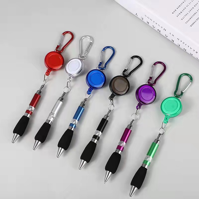 Wholesale anti-loss drawstring pens, drawstring ballpoint pens, mountain buckle easy-pull buckle metal ballpoint pens, two-yuan products pic 2
