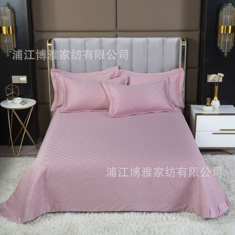 Wholesale of new light luxury 60s long-staple cotton bed cover three-piece set, quilted quilt with thickened cotton interlining, pure cotton bed cover pillowcase pic 24
