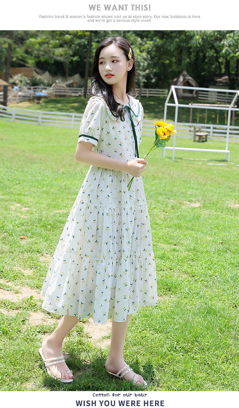 女童娃娃领连衣裙夏季新款12女孩13裙子15岁中大童学生宽松连衣裙详情9