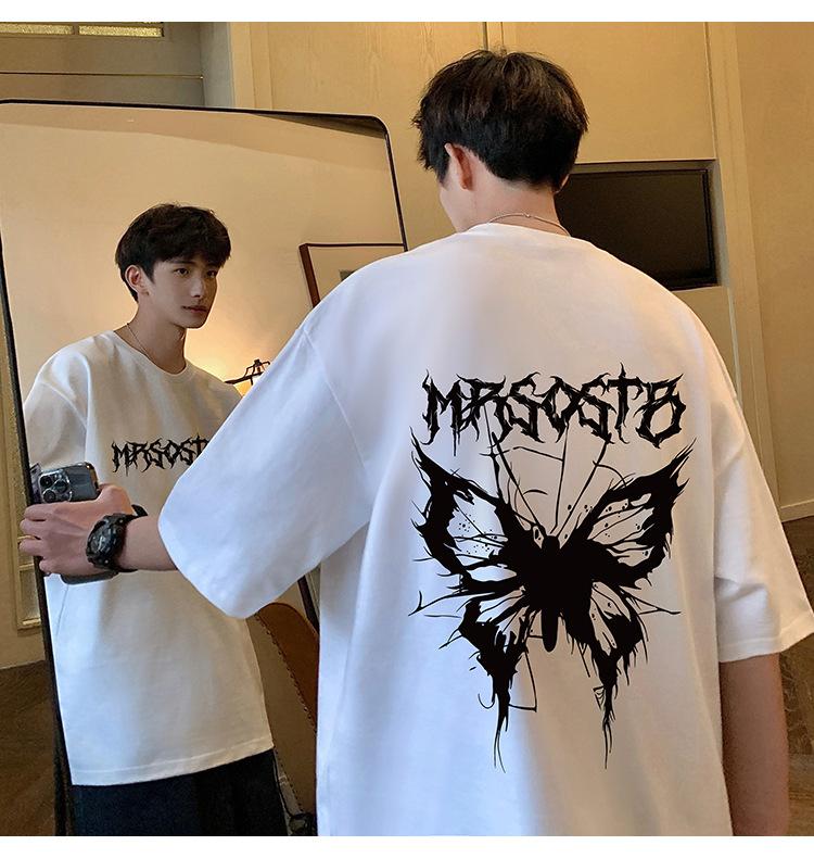 Camiseta de manga corta americana de algodón pesado hombre 2024 nuevo verano hombre retro country trend oversize pic 4