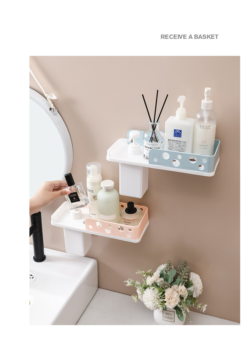Bathroom storage rack, shower room, bathroom, no need for drilling, toilet, washroom, wall-mounted body wash storage rack pic 14