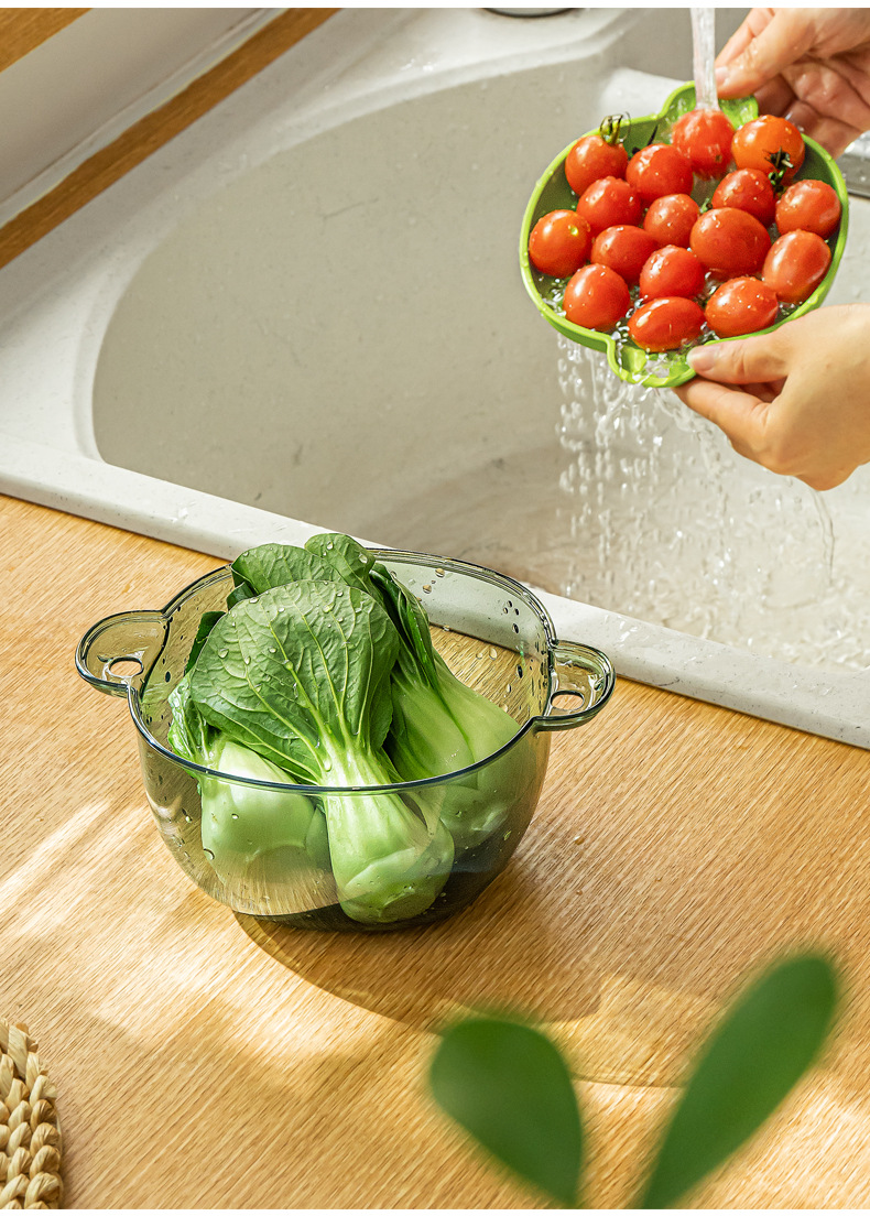 Nachuan Light Luxury covered draining basket kitchen household sink, fruit and vegetable filtering basket, fruit washing PP storage box pic 15