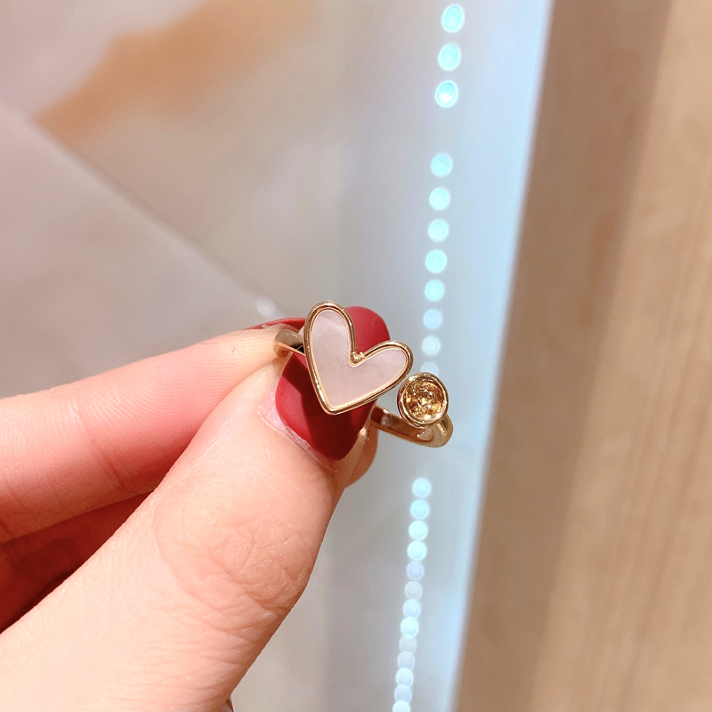 14k gold-plated copper with real gold, sea water shell heart ring, pearl empty stand, silver-plated open ring, diy accessory of the same style pic 2