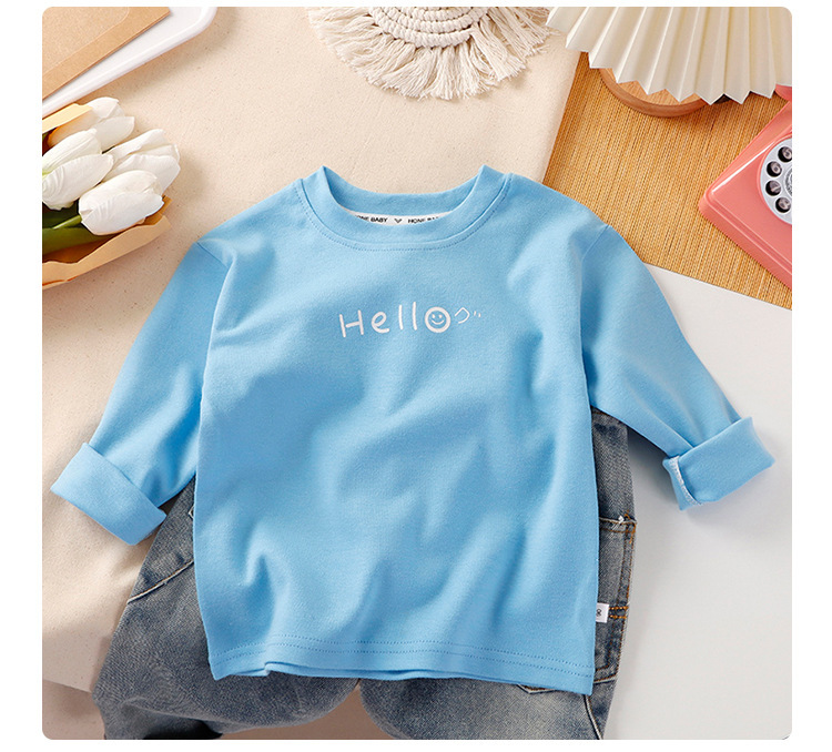 儿童全棉长袖t恤春秋款内搭男童打底衫女童时尚童装秋衣一件代发详情11