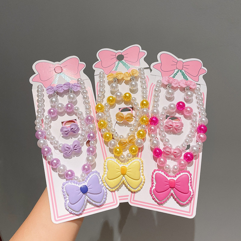 跨境新款儿童项链首饰套装炫彩串珠手链卡通发箍耳环公主女童配饰详情1