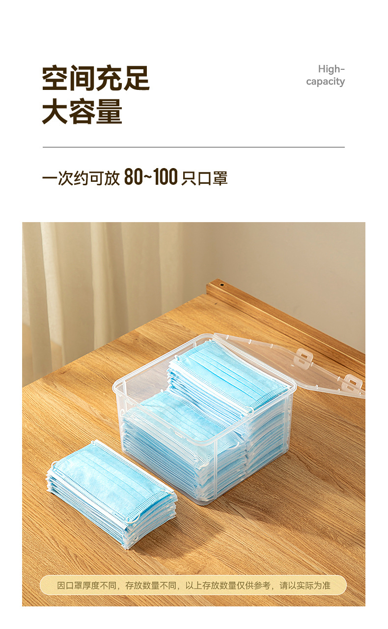 Mask storage basket, household desktop medicine box, storage box, plastic small box, miscellaneous box, stackable medicine box pic 4