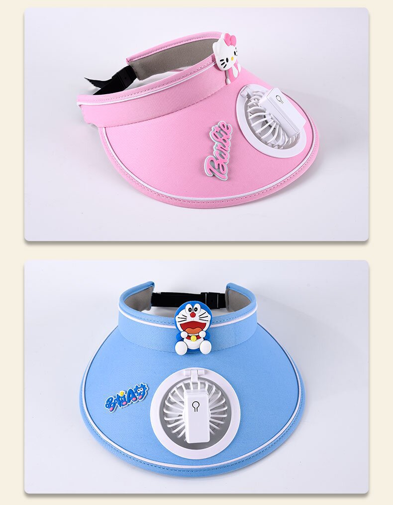 新款夏季儿童风扇帽USB可充电空顶帽成人帽男女童防晒遮阳帽凉帽详情14