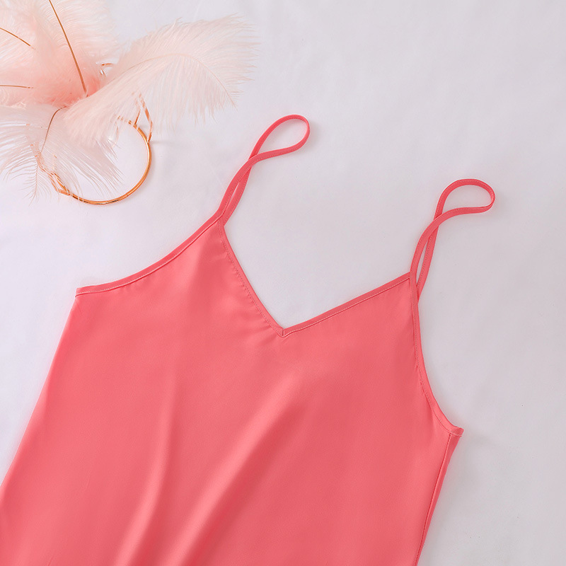 2021夏季新款仿真丝女士吊带群内搭欧美跨境丝绸吊带裙女亚马逊详情1