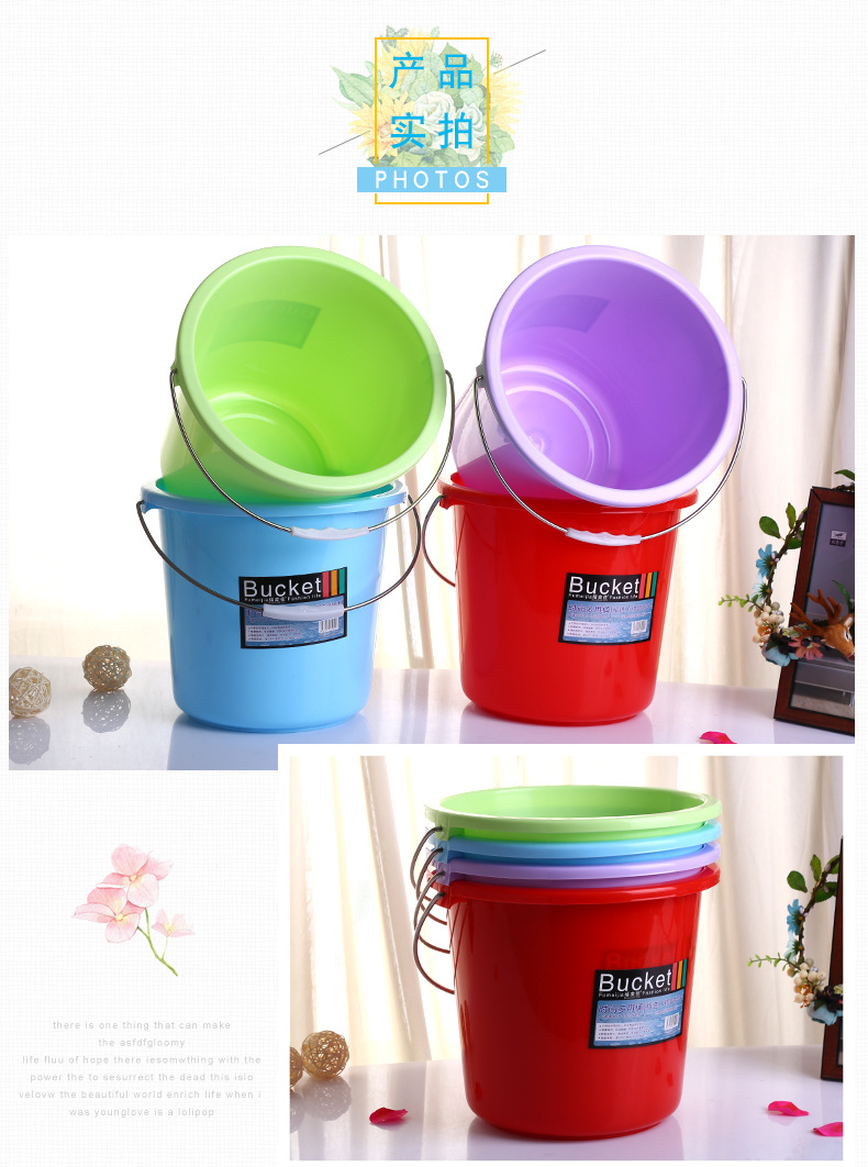 Thickened small plastic bucket from the origin, 13L shock-resistant plastic bucket, portable household car wash bucket pic 11