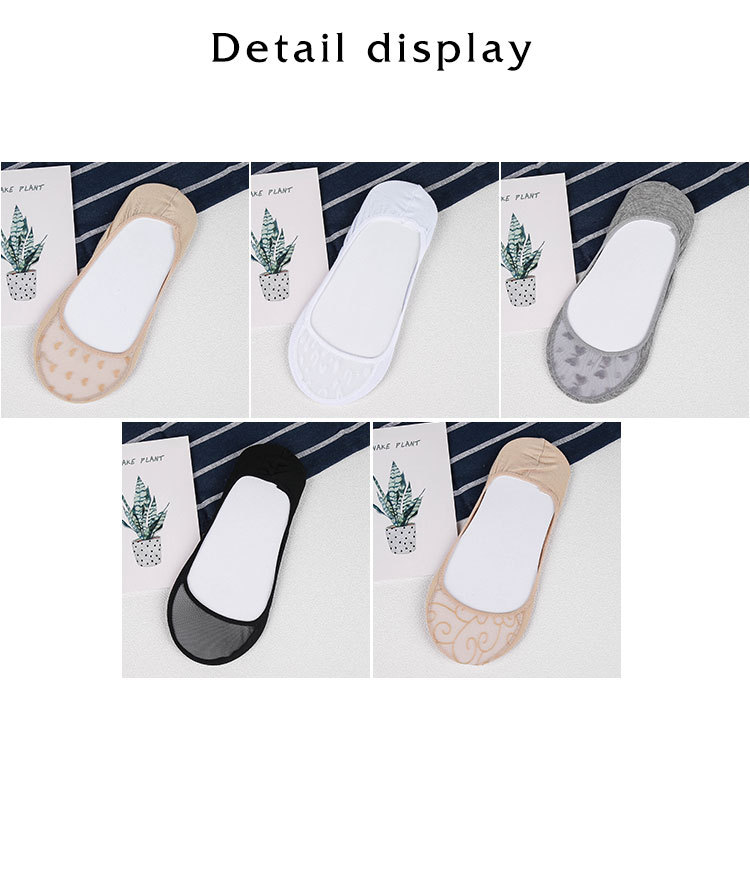 Primavera verano nuevo estilo simple transpirable mujer invisible calcetines shushi borde de malla fina invisible mujer calcetines fabricante al por mayor pic 8