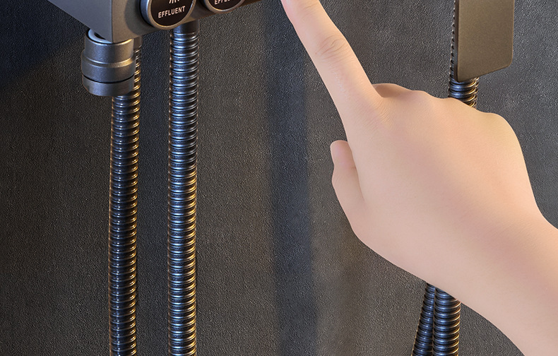 Constant-temperature shower head set, gun gray, household wall-mounted bathroom, rain shower bathroom, pressurized full shower faucet, copper pic 46