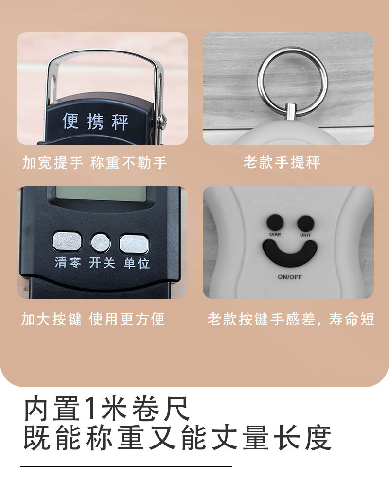 Wholesale electronic scales, portable scales, household luggage scales, 50KG portable pocket scales, express delivery scales, English gram weight gram scales pic 4