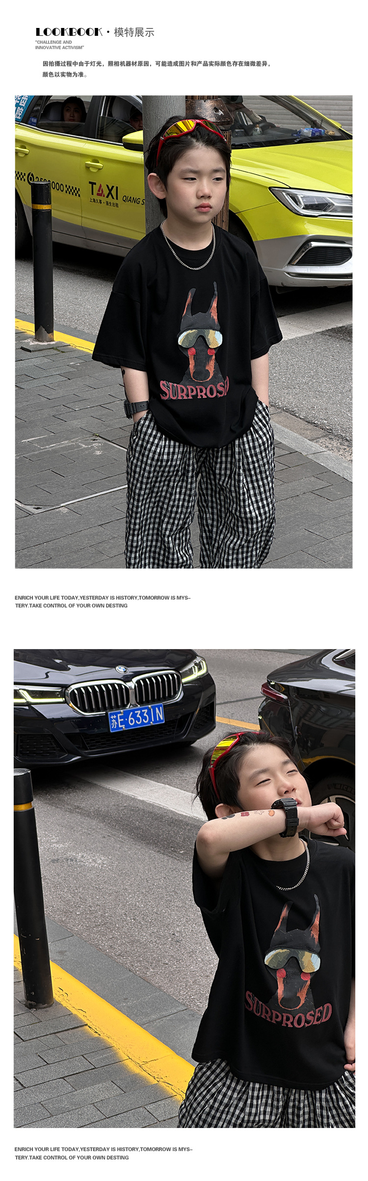 以鸿制衣男童t恤24年夏装新款上衣体恤DIY立体卡通印花短袖韩版潮详情3