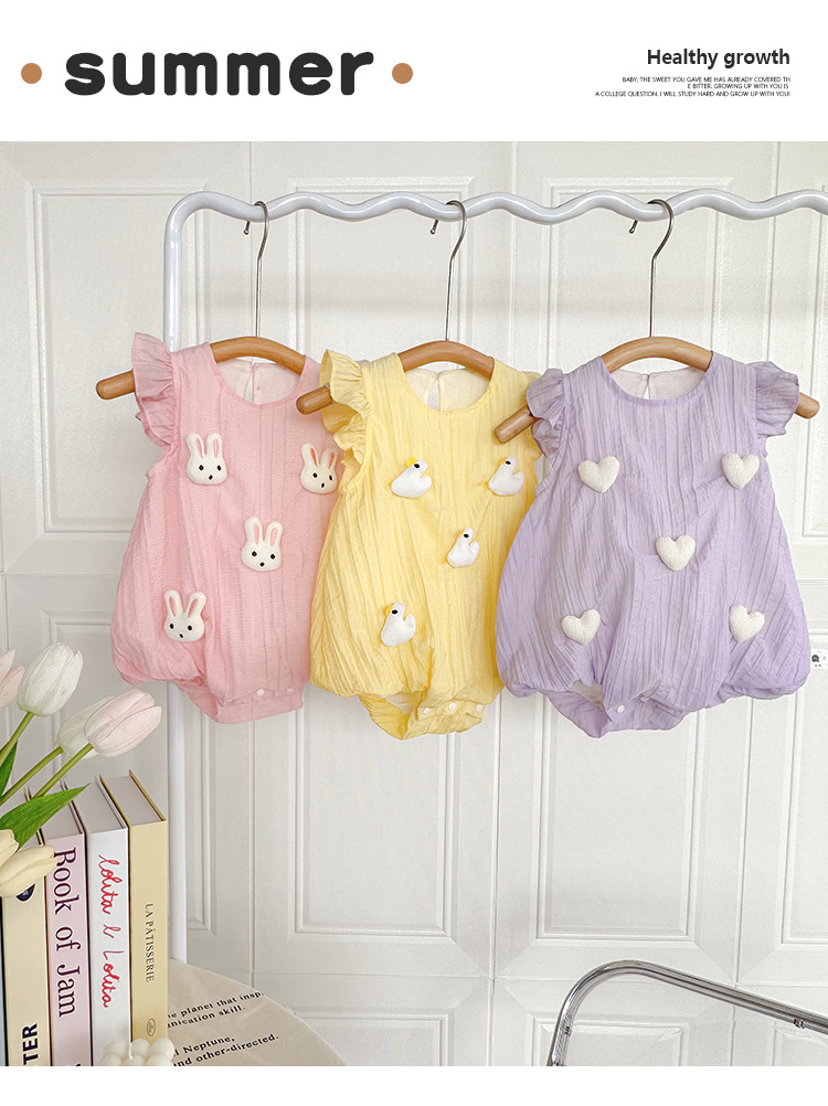 Dianxi Summer baby Clothes, cute figurines, 3D dolls, newborn wrap-around clothes, baby one-piece crawling clothes, Ha clothes pic 1