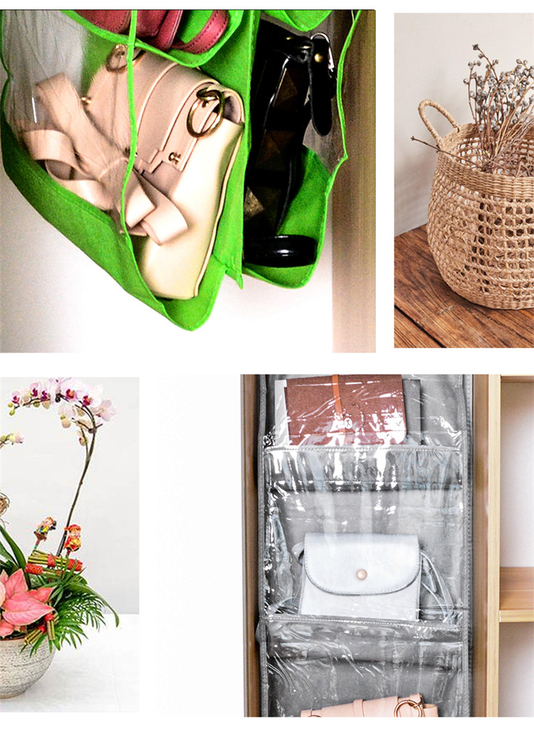 Double-sided six-layer bag, hanging bag, handbag, storage and organization bag, hanging multi-layer transparent dust-proof bag, available in multiple colors pic 9