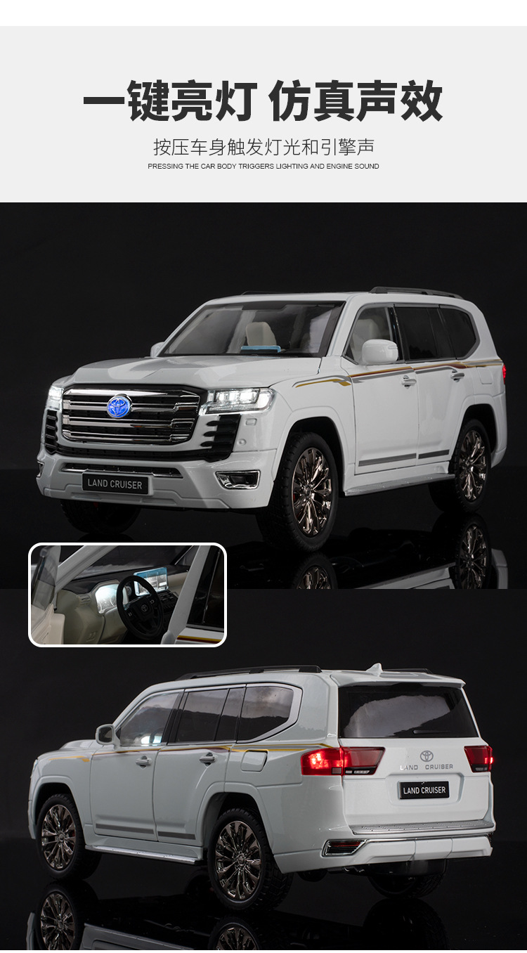 (Foam box set) Simulation 1:18 scale Toyota Land Cruiser LC300 alloy SUV car model ornament pic 7