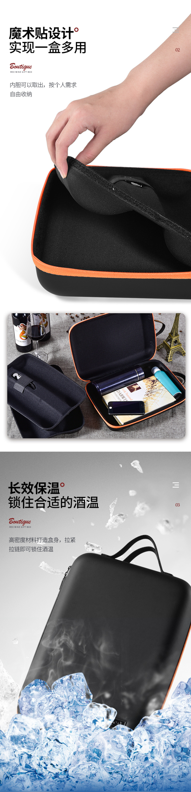 New double-bottle red wine box packaging, shockproof wine bag, soft wine box, wine casual wine bag, handbag pic 12