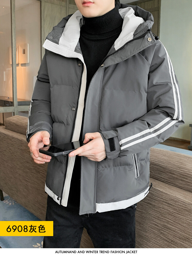 High-end large-sized winter hooded cotton-padded jacket for men, down cotton-padded jacket for overweight young men, and windproof cotton-padded jacket for overweight young men pic 11