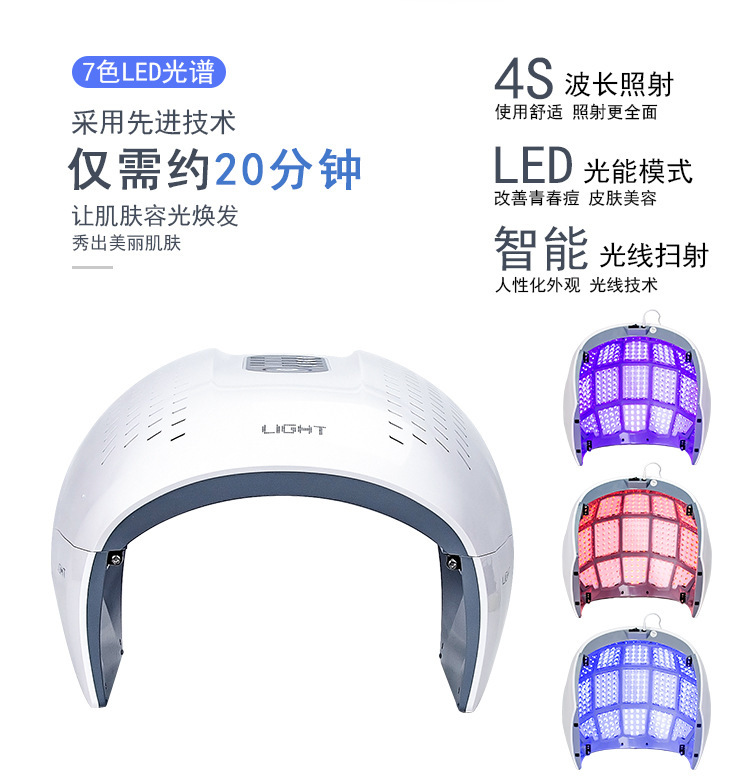 跨境折叠七彩光谱大排灯美容院仪器LED红蓝光子面罩彩光机美容仪详情3