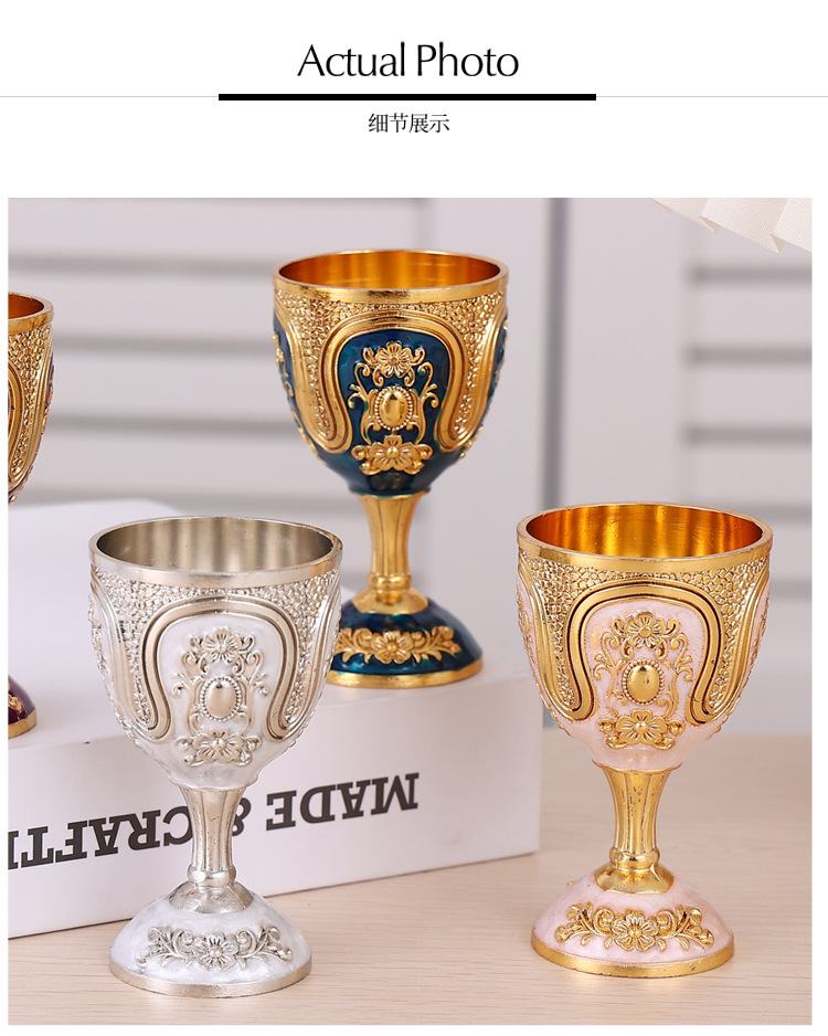 欧式金属白酒家用高档创意高颜值复古烈酒杯一口高脚杯家居摆件详情9