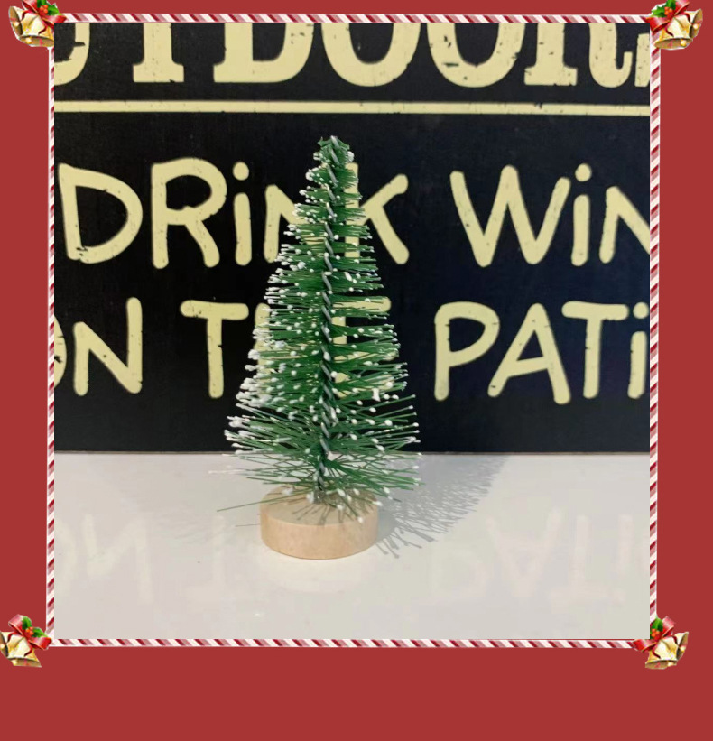 Mini snow-added Christmas tree, Christmas decoration, artificial wood base table, Christmas pine needle tree, Shengfa Factory direct supply pic 48