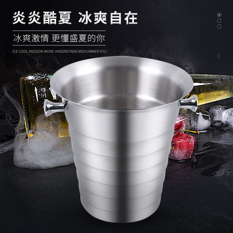 Stainless steel ice bucket, exquisite diamond champagne bucket, bar European-style ice bucket, bamboo joint ice beer bucket, red wine frozen bucket pic 13