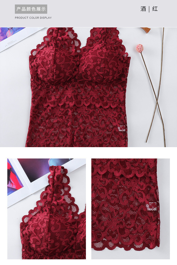 美背网红背心性感蕾丝V领吊带长款外穿内衣打底防走光带胸垫抹胸详情17