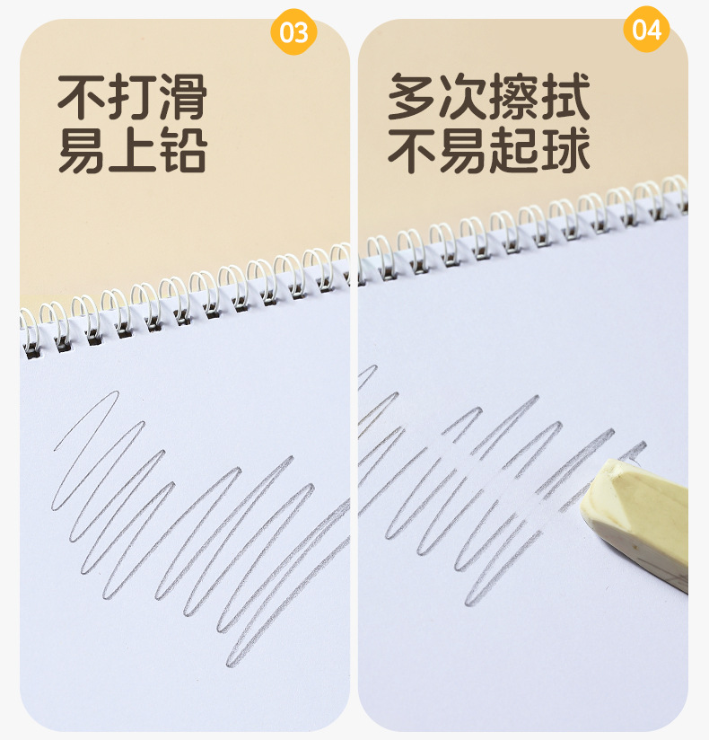 儿童卡通画本空白活页速写本跨境现货批发A4原浆纸加厚线圈素描本详情5