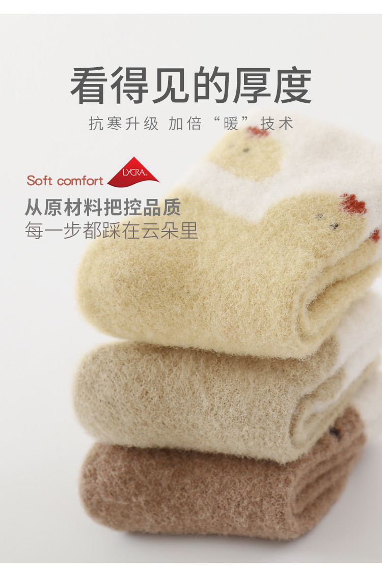 2023冬季新品新生儿宝宝袜子加厚加绒保暖婴儿袜子可爱卡通中筒袜详情11